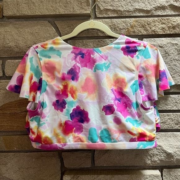 Torrid Wireless Mesh Surplice Sleeve Bikini Top 1x vacation colorful - Picture 4 of 8